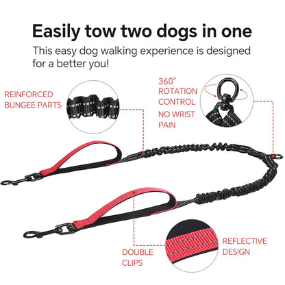 Double Dog Leash High-Quality Nylon Rope