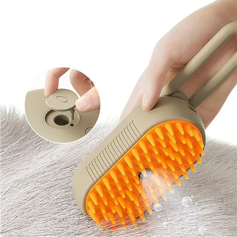 Pet Steam Brush 3 in 1 Pet Spa Brush for Massage, Grooming Comb & Hair Removal