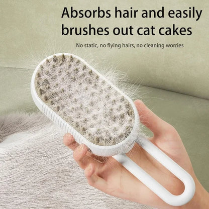 Pet Steam Brush 3 in 1 Pet Spa Brush for Massage, Grooming Comb & Hair Removal