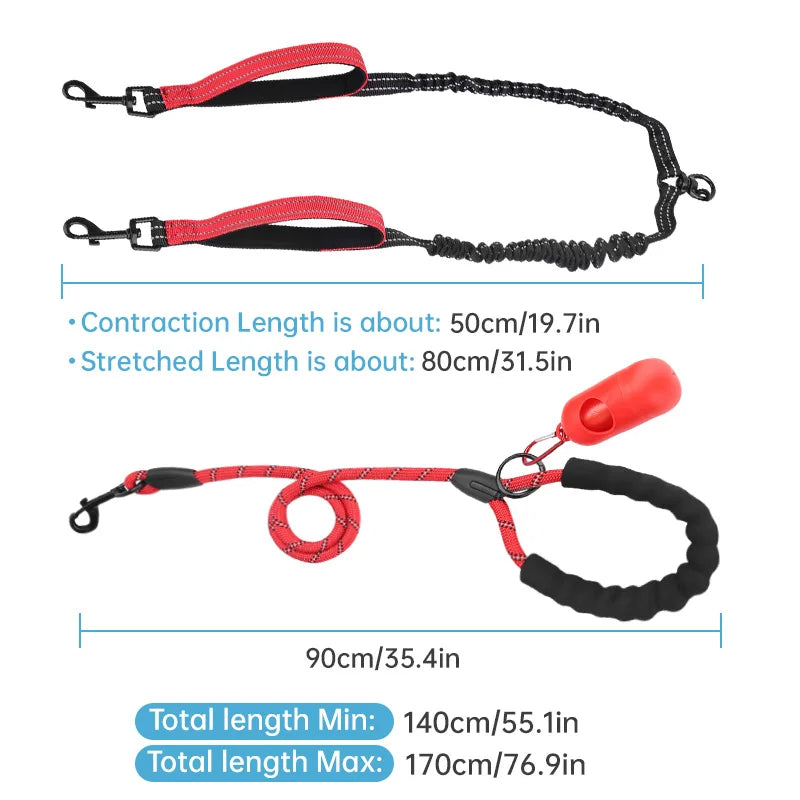 Double Dog Leash High-Quality Nylon Rope