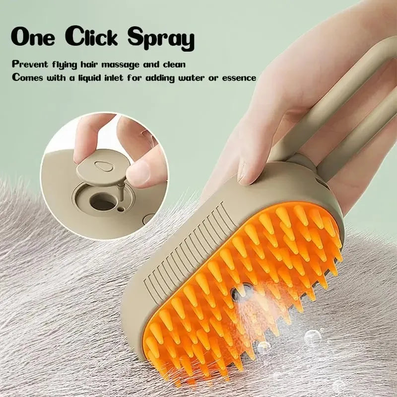 Pet Steam Brush 3 in 1 Pet Spa Brush for Massage, Grooming Comb & Hair Removal