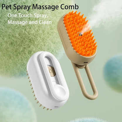 Pet Steam Brush 3 in 1 Pet Spa Brush for Massage, Grooming Comb & Hair Removal