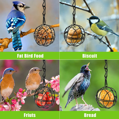 4Pcs Metal Suet Ball Bird Feeder Set with Hanging